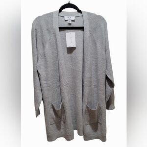 Magaschoni Woman Gray Open Front Knit Cardigan Size 1X  NWT